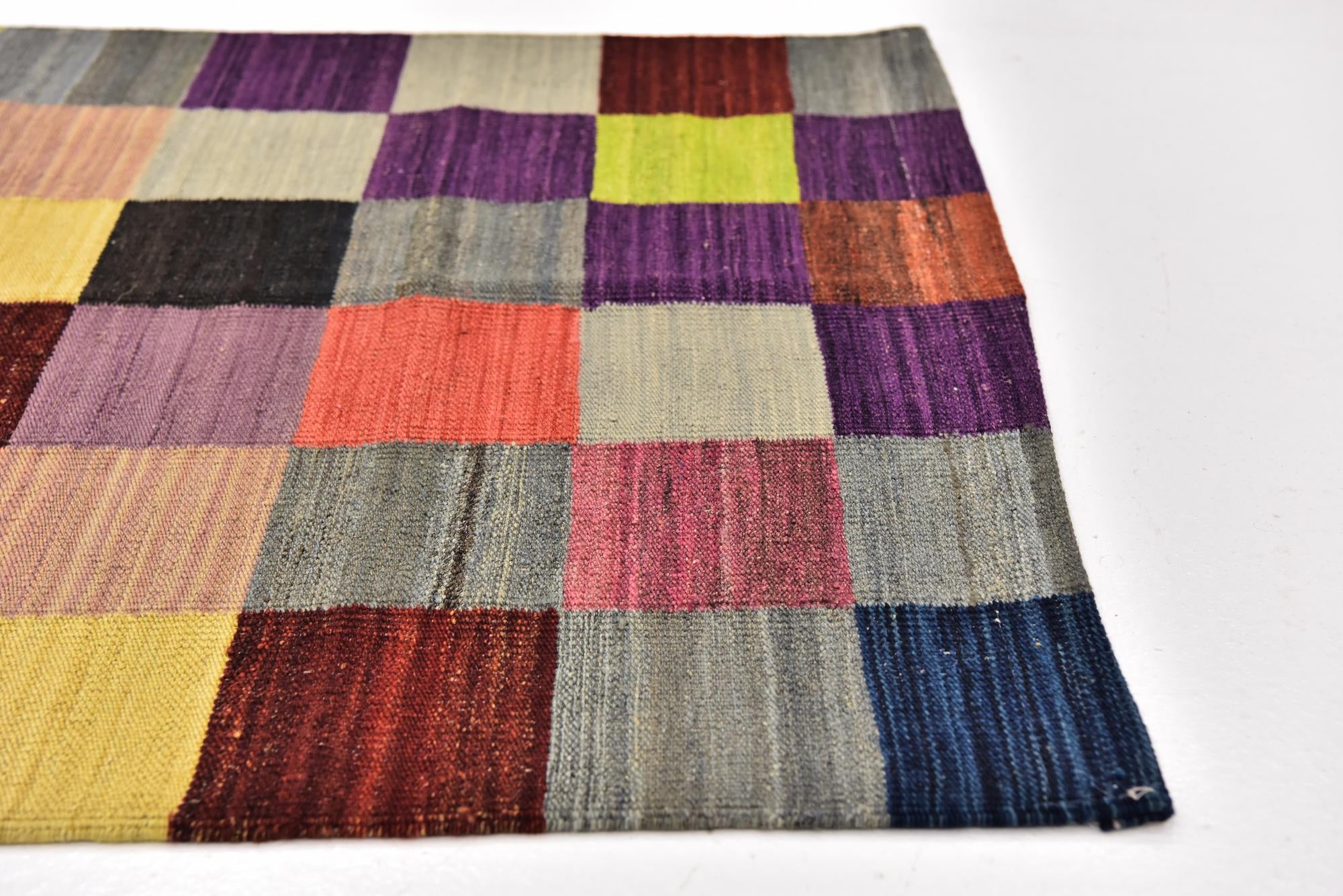 2' 9 x 6' 7 Hand Woven Kilim Modern Wool Runner Rug