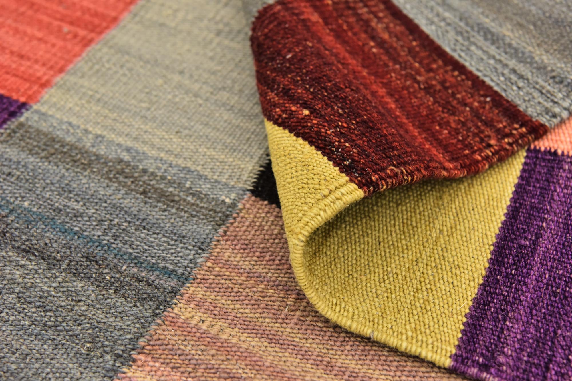 2' 9 x 6' 7 Hand Woven Kilim Modern Wool Runner Rug