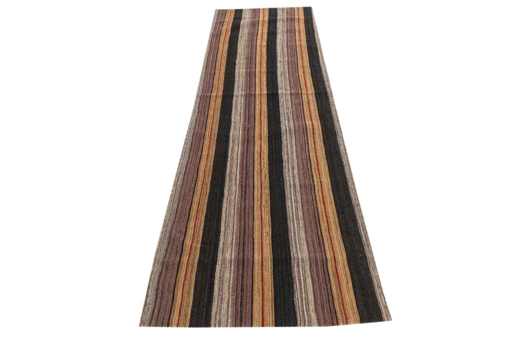 2' 8 x 9' 4 Hand Woven Kilim Modern Wool Runner Rug