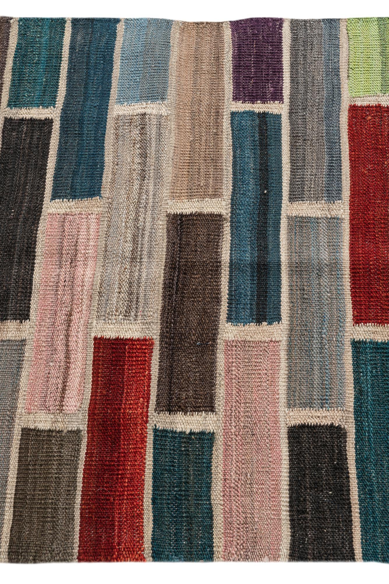 2' 6 x 9' 7 Hand Woven Kilim Modern Wool Runner Rug