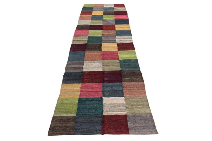 Detail image of 2' 9 x 9' 8 Hand Woven Kilim Modern Wool Runner Rug