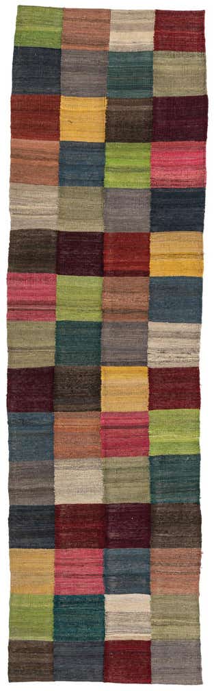 2' 9 x 9' 8 Hand Woven Kilim Modern Wool Runner Rug