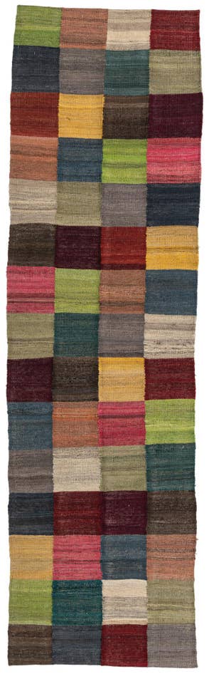 Detail image of 2' 9 x 9' 8 Hand Woven Kilim Modern Wool Runner Rug