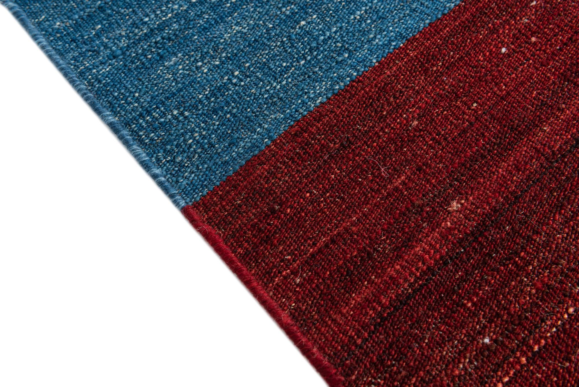 3' 8 x 11' Hand Woven Kilim Modern Wool Runner Rug