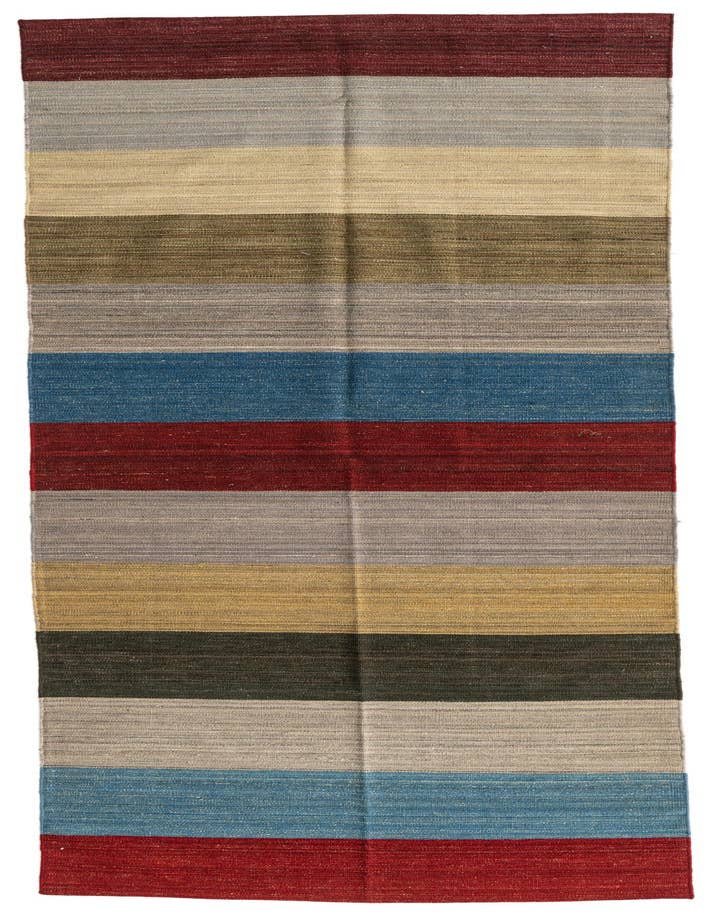 Detail image of 3' 8 x 11' Hand Woven Kilim Modern Wool Runner Rug