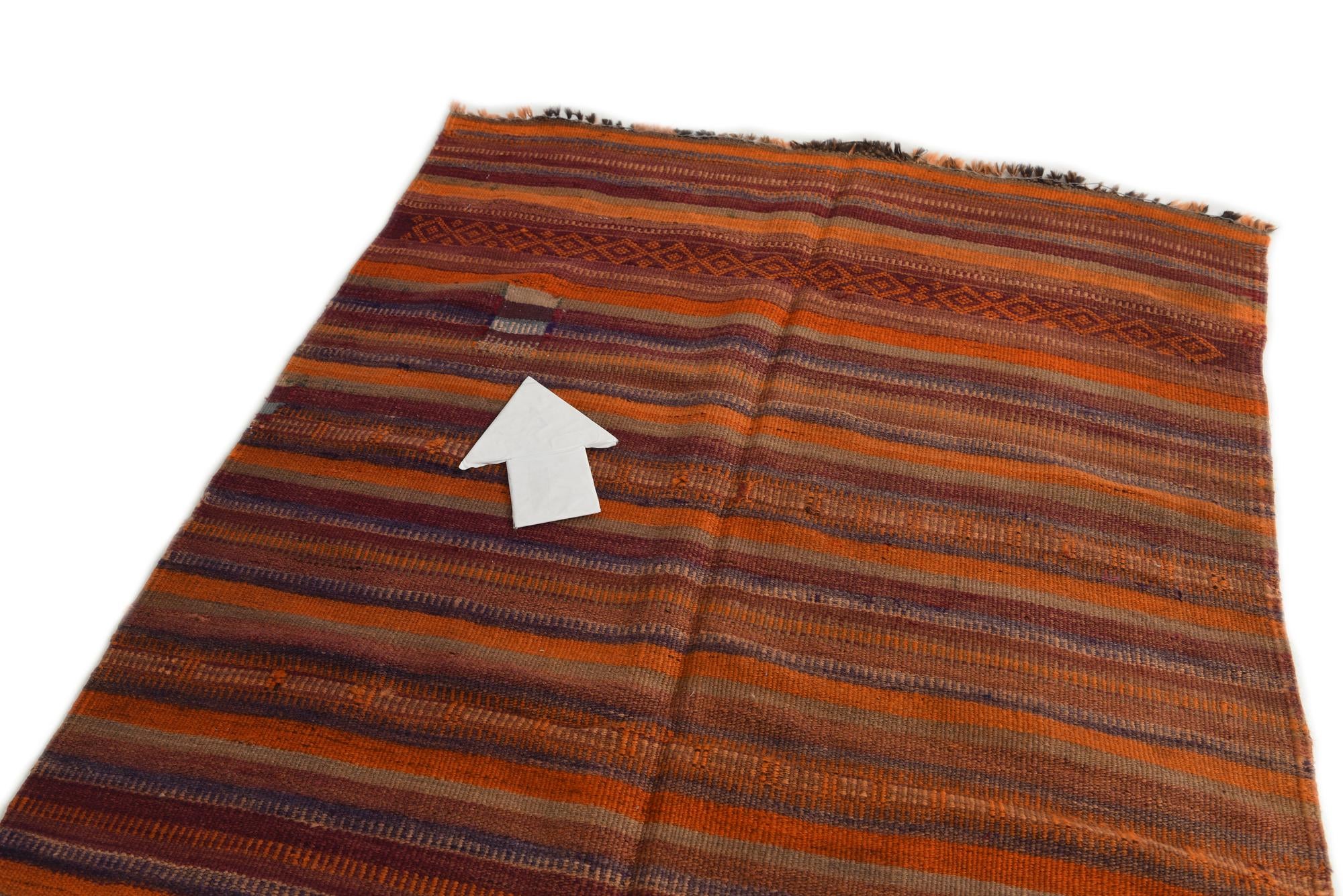 3' 9 x 11' Hand Woven Kilim Modern Wool Runner Rug
