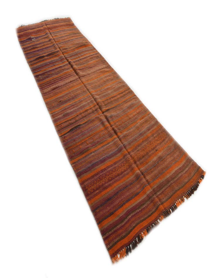 Detail image of 3' 9 x 11'  Hand Woven Kilim Modern Wool Runner Rug