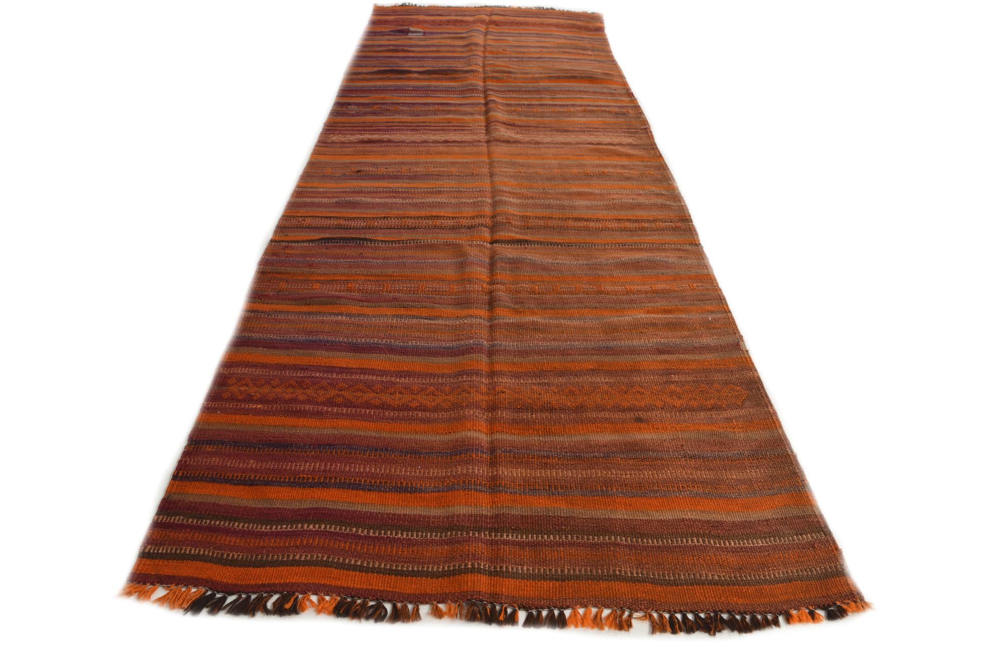 3' 9 x 11' Hand Woven Kilim Modern Wool Runner Rug
