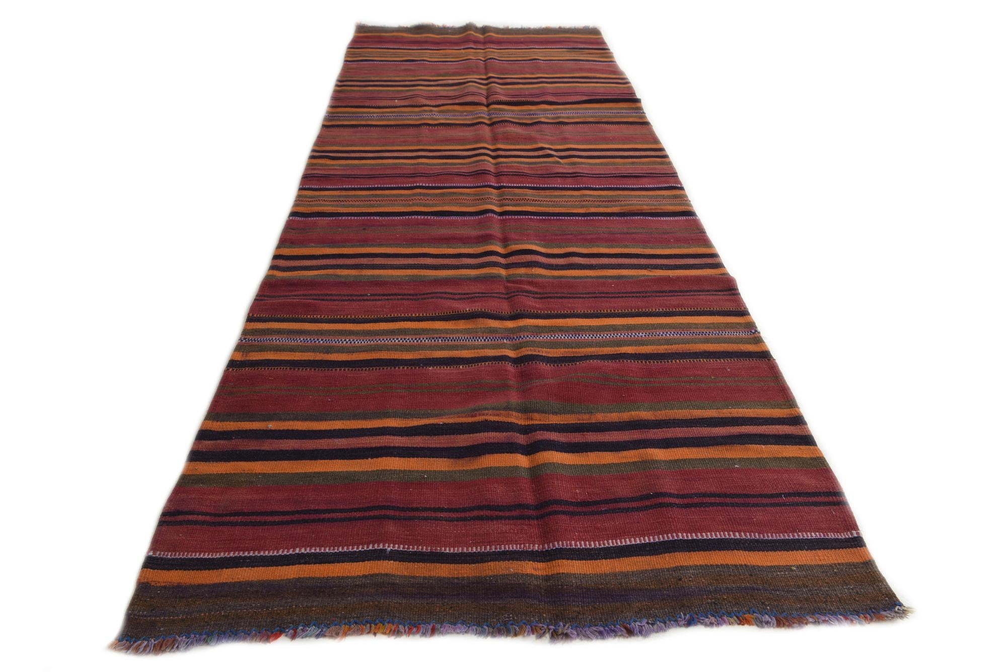 3' 10 x 11' Hand Woven Kilim Modern Wool Runner Rug