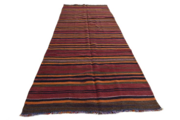 Detail image of 3' 10 x 11' Hand Woven Kilim Modern Wool Runner Rug