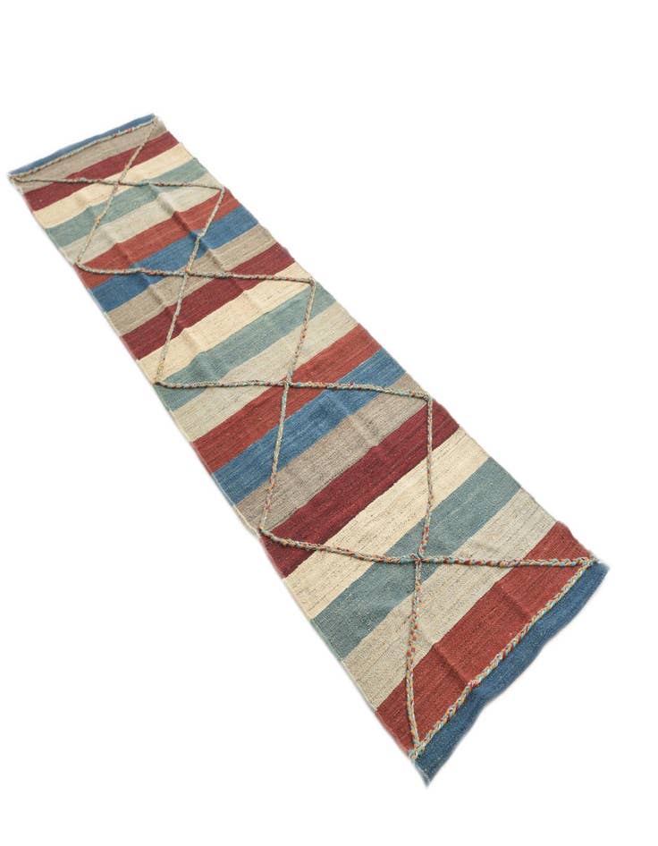 Detail image of 2' 7 x 9' 7 Hand Woven Kilim Modern Wool Runner Rug