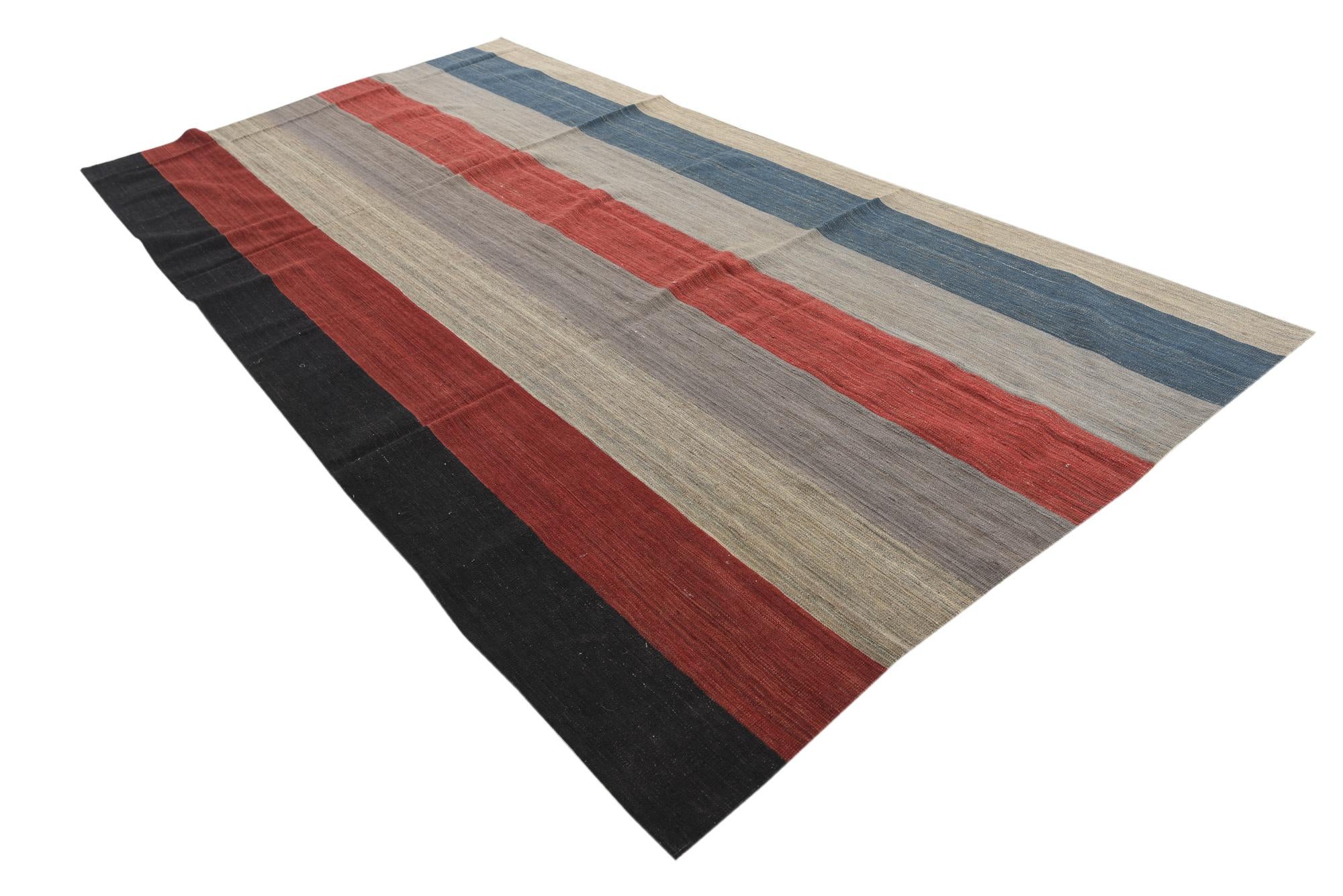 6' x 12' 6 Hand Woven Kilim Modern Wool Runner Rug