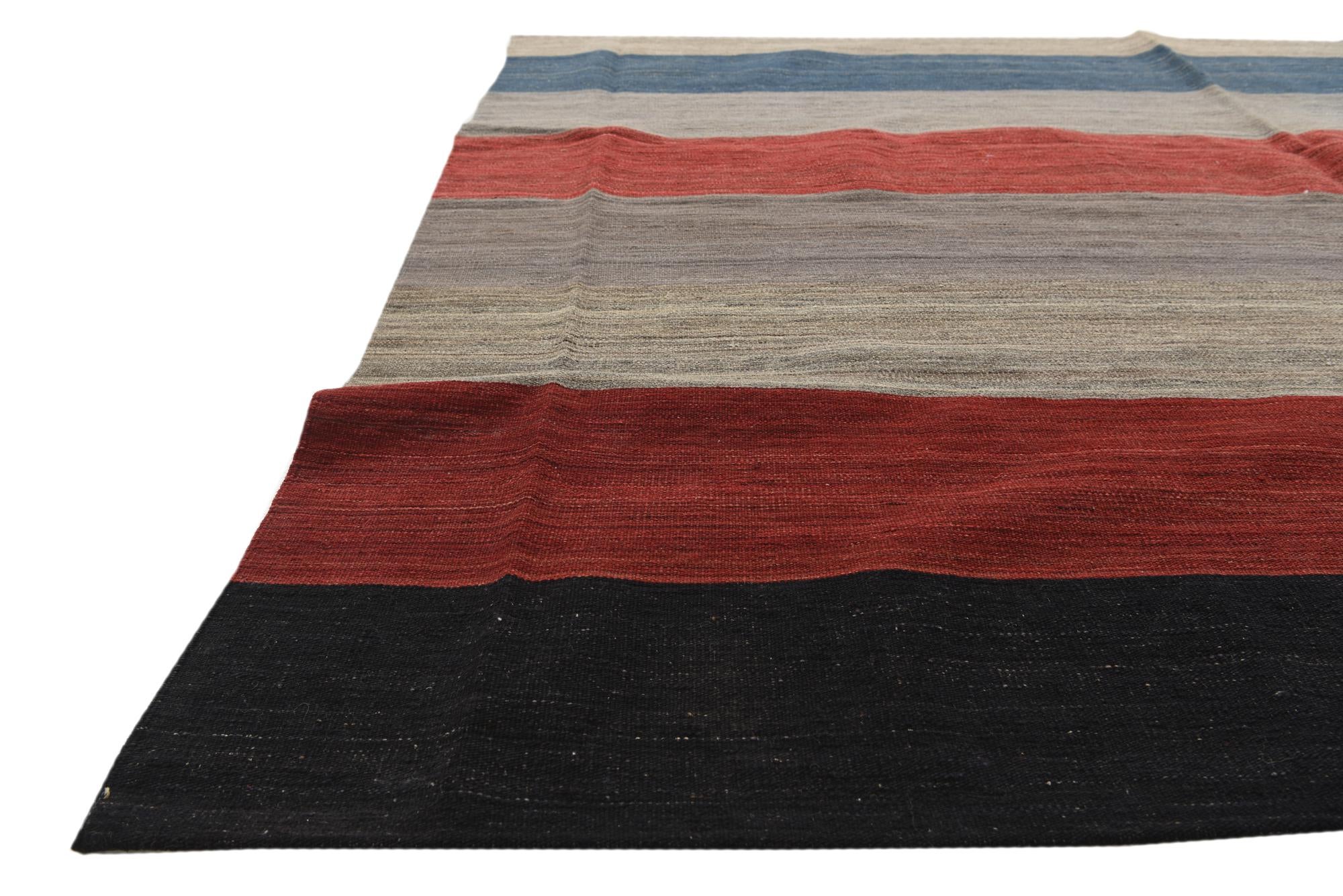6' x 12' 6 Hand Woven Kilim Modern Wool Runner Rug