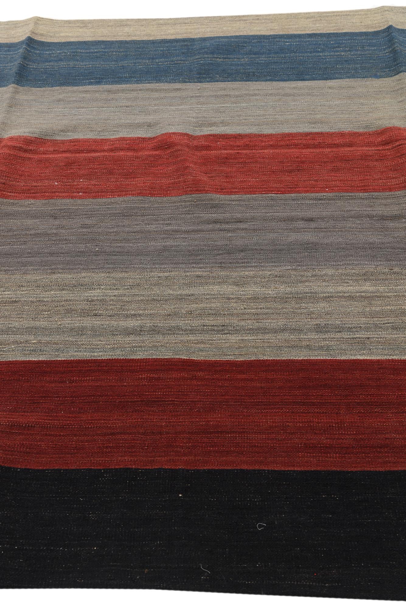 6' x 12' 6 Hand Woven Kilim Modern Wool Runner Rug