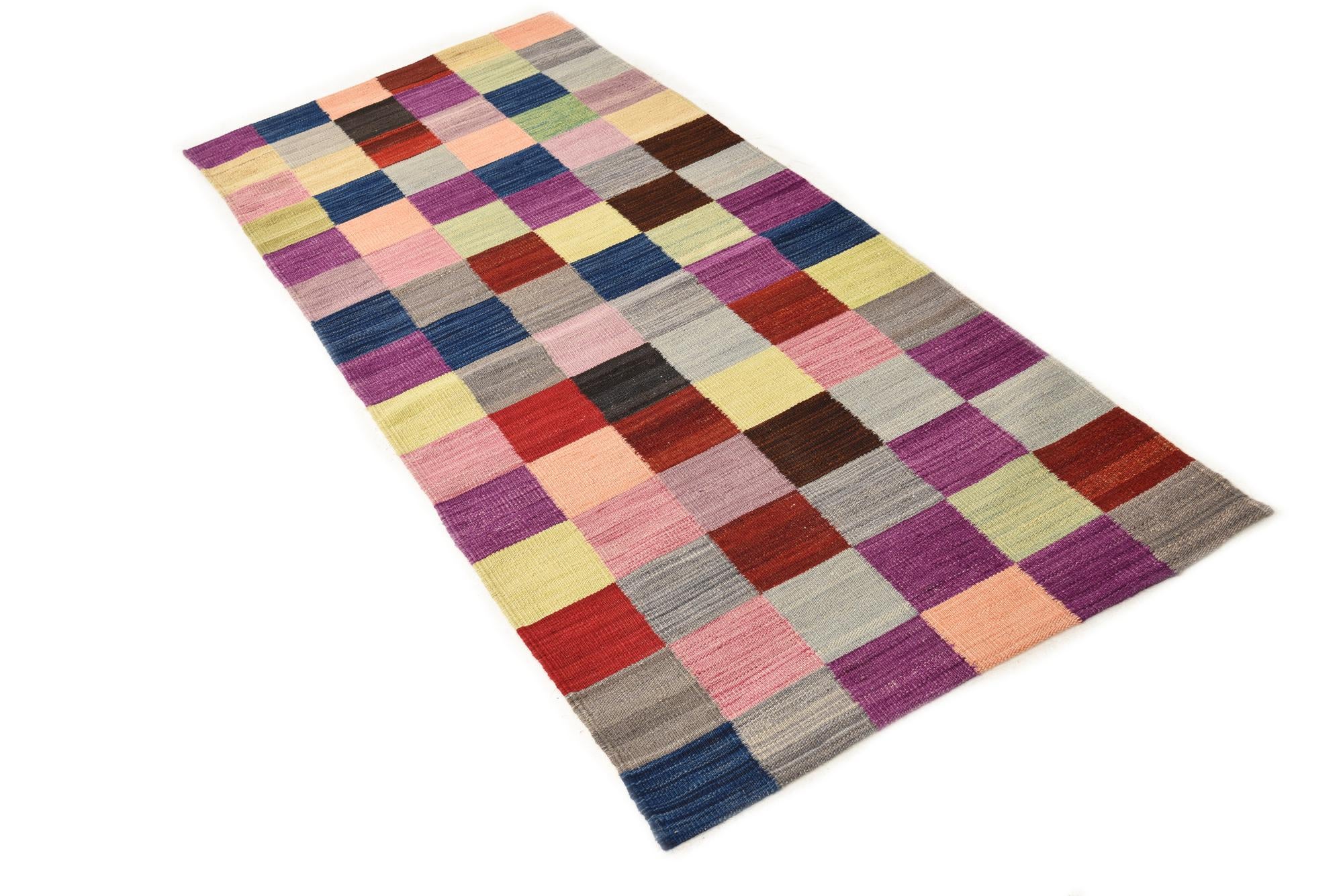 2' 9 x 6' 8 Hand Woven Kilim Modern Wool Runner Rug