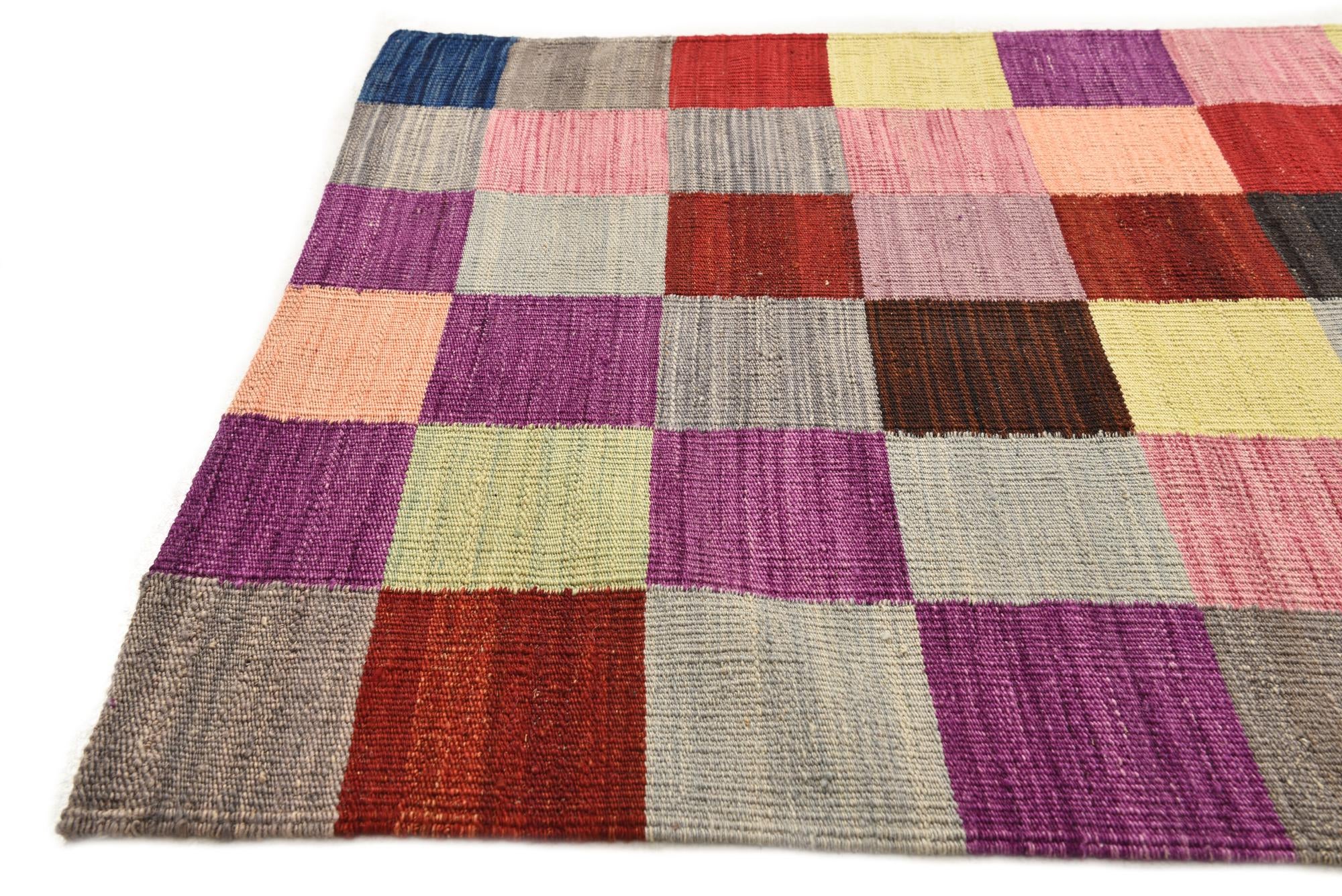 2' 9 x 6' 8 Hand Woven Kilim Modern Wool Runner Rug