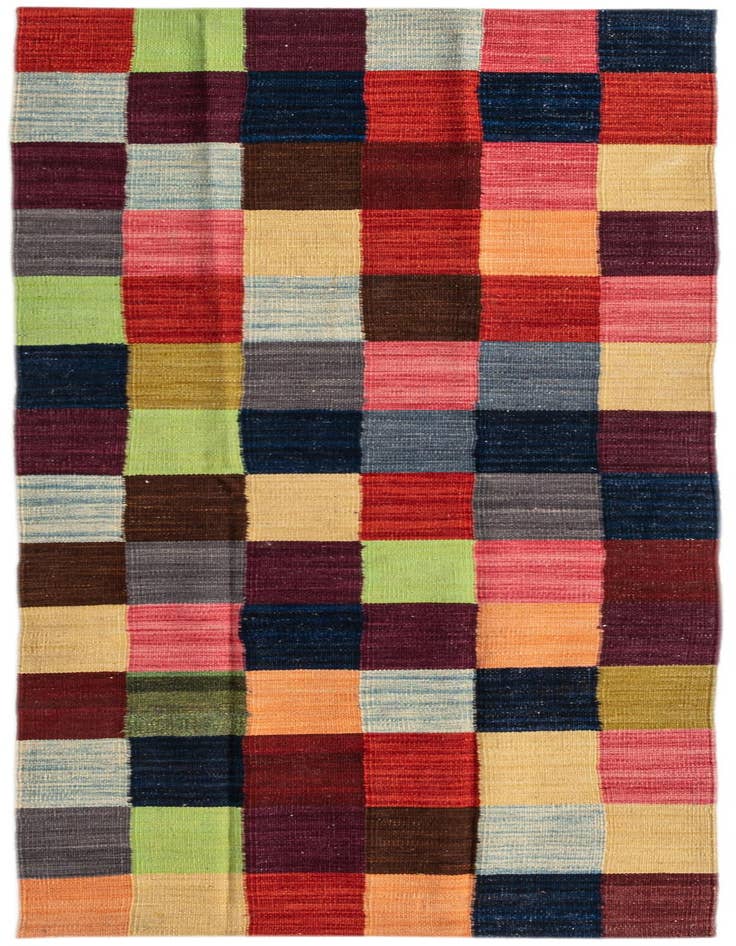 Detail image of 2' 8 x 6' 7 Hand Woven Kilim Modern Wool Runner Rug