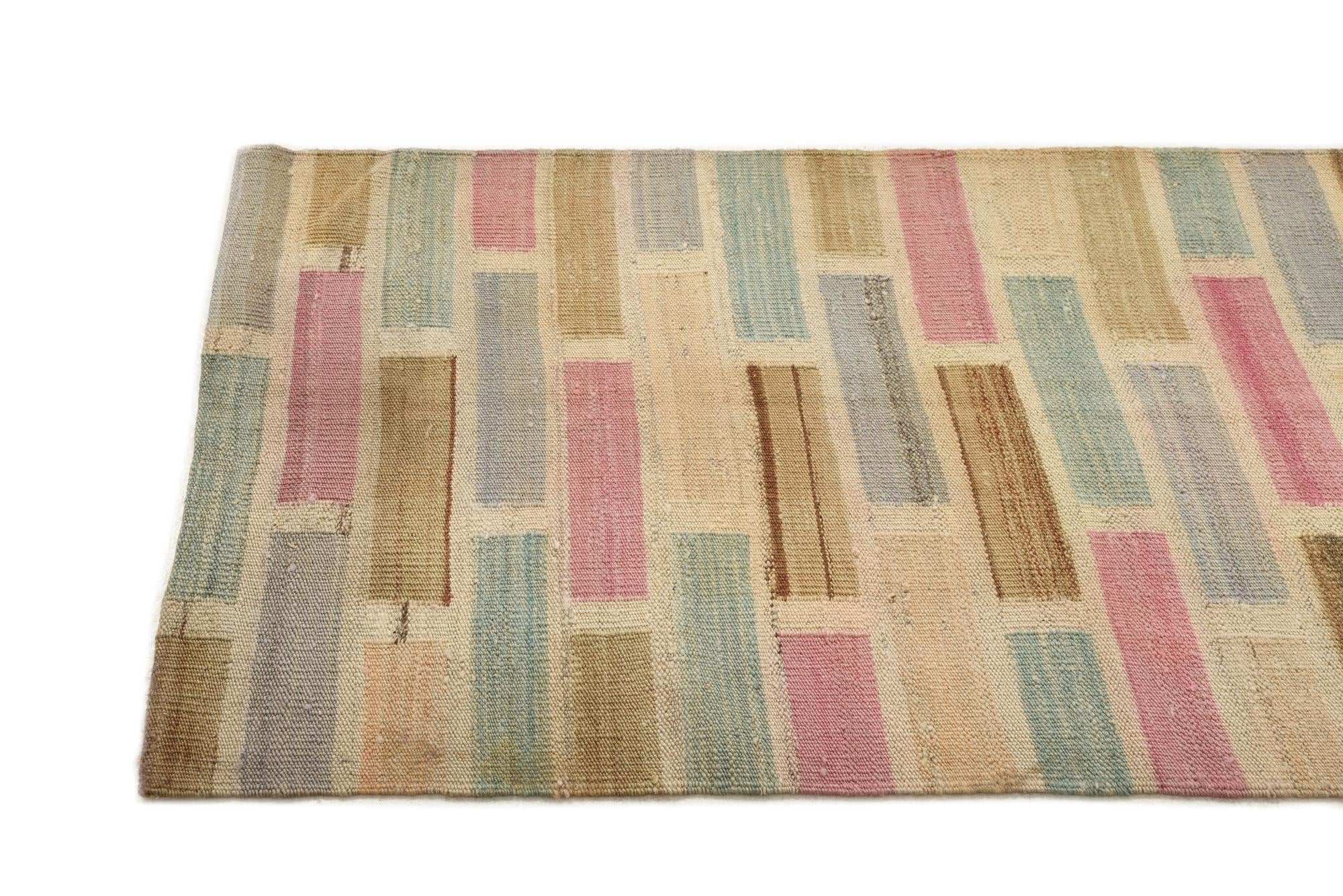 2' 4 x 11' 10 Hand Woven Kilim Modern Wool Runner Rug