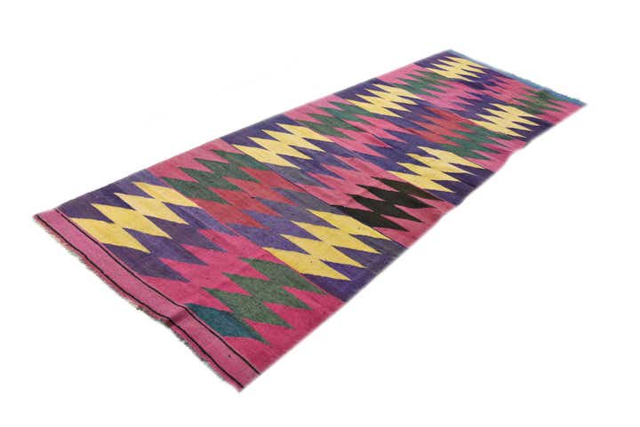 3' 10 x 11' 2 Hand Woven Kilim Modern Wool Runner Rug