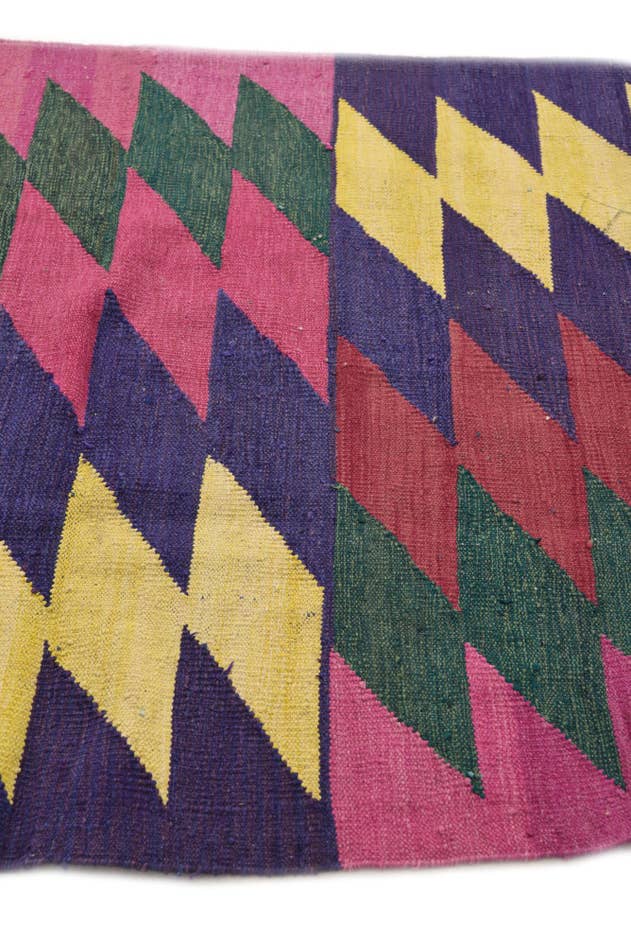 Detail image of 3' 10 x 11' 2 Hand Woven Kilim Modern Wool Runner Rug