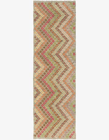 3' x 9' 8 Hand Woven Kilim Modern Wool Runner Rug