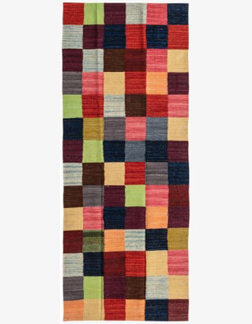 2' 8 x 6' 7 Hand Woven Kilim Modern Wool Runner Rug