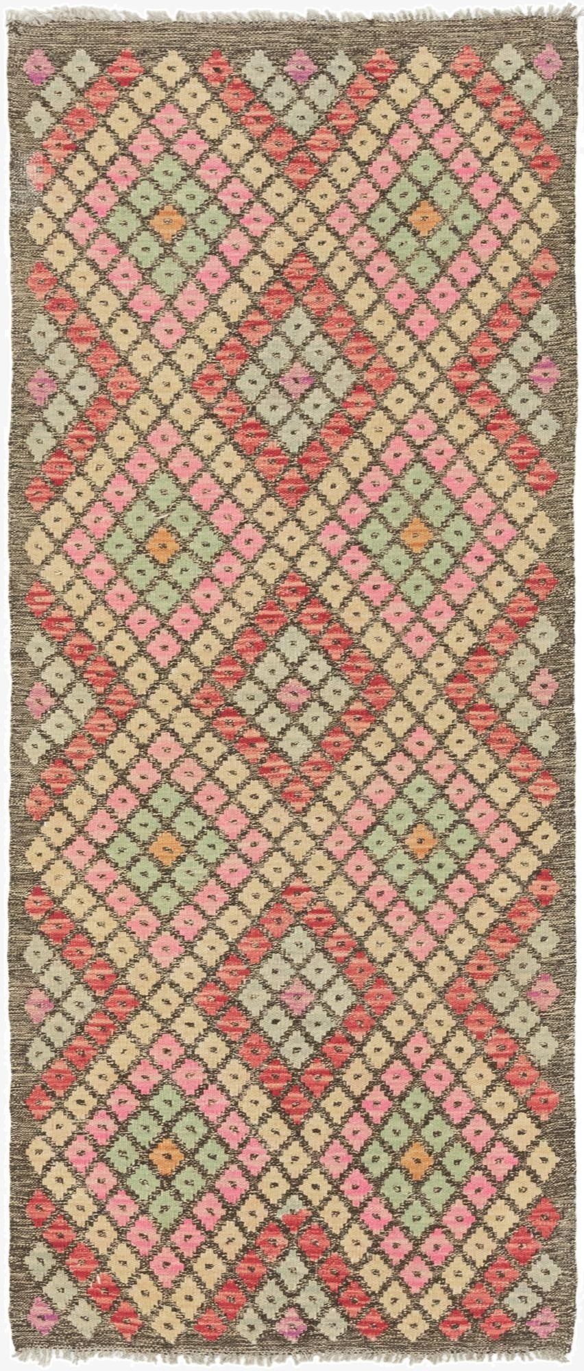 3' x 7'  Hand Woven Kilim Modern Wool Runner Rug