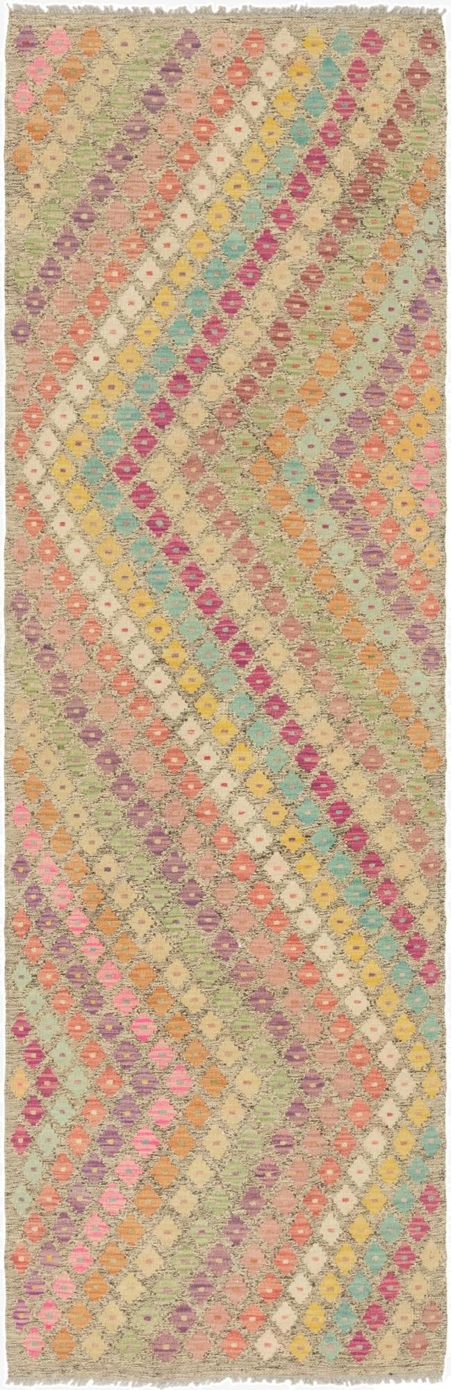 3' x 9' 10  Hand Woven Kilim Modern Wool Runner Rug