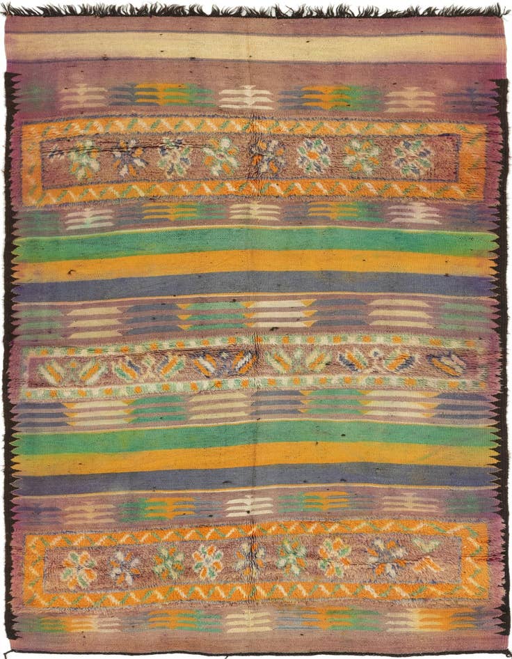 Detail image of 5' 8 x 10' 3 Hand Knotted Moroccan Wool Runner Rug