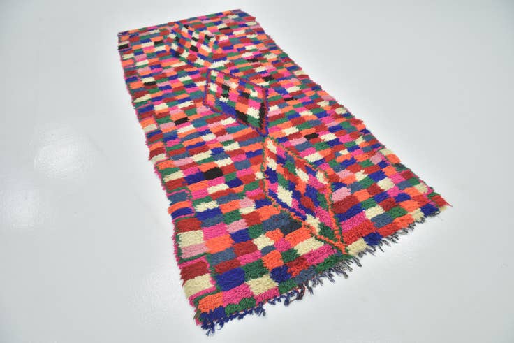 Detail image of 3' 8 x 8' Hand Knotted Moroccan Wool Runner Rug