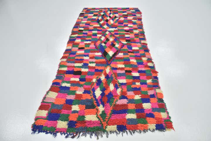3' 8 x 8' Hand Knotted Moroccan Wool Runner Rug