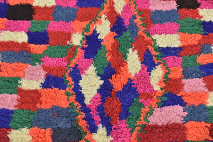 Detail image of 3' 8 x 8' Hand Knotted Moroccan Wool Runner Rug