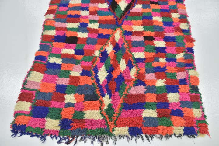 3' 8 x 8' Hand Knotted Moroccan Wool Runner Rug