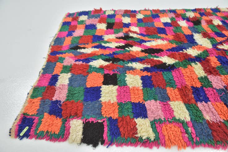 Detail image of 3' 8 x 8' Hand Knotted Moroccan Wool Runner Rug