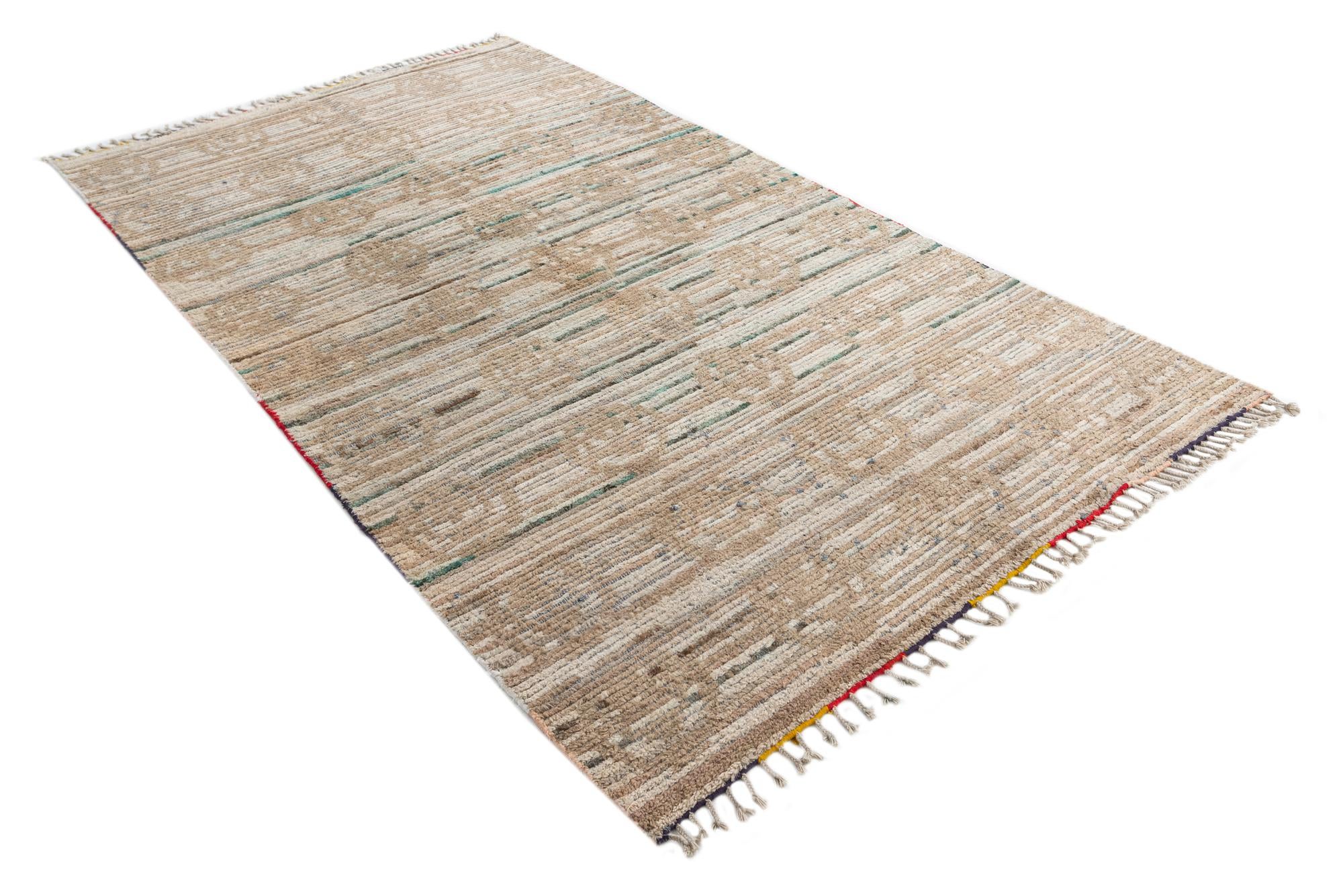 5' x 10' 1 Hand Knotted Moroccan Wool Runner Rug