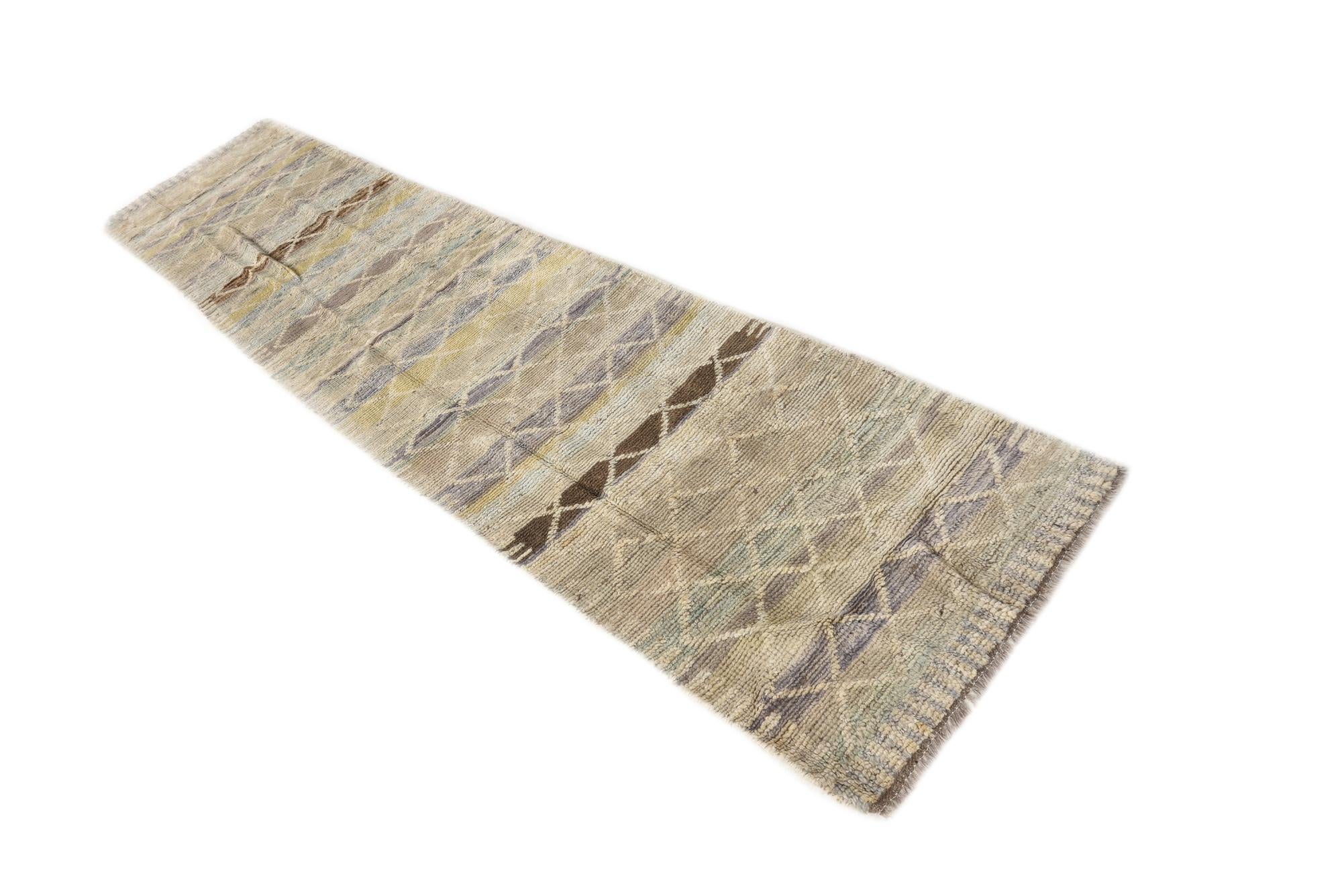 2' 2 x 9' 11 Hand Knotted Moroccan Wool Runner Rug