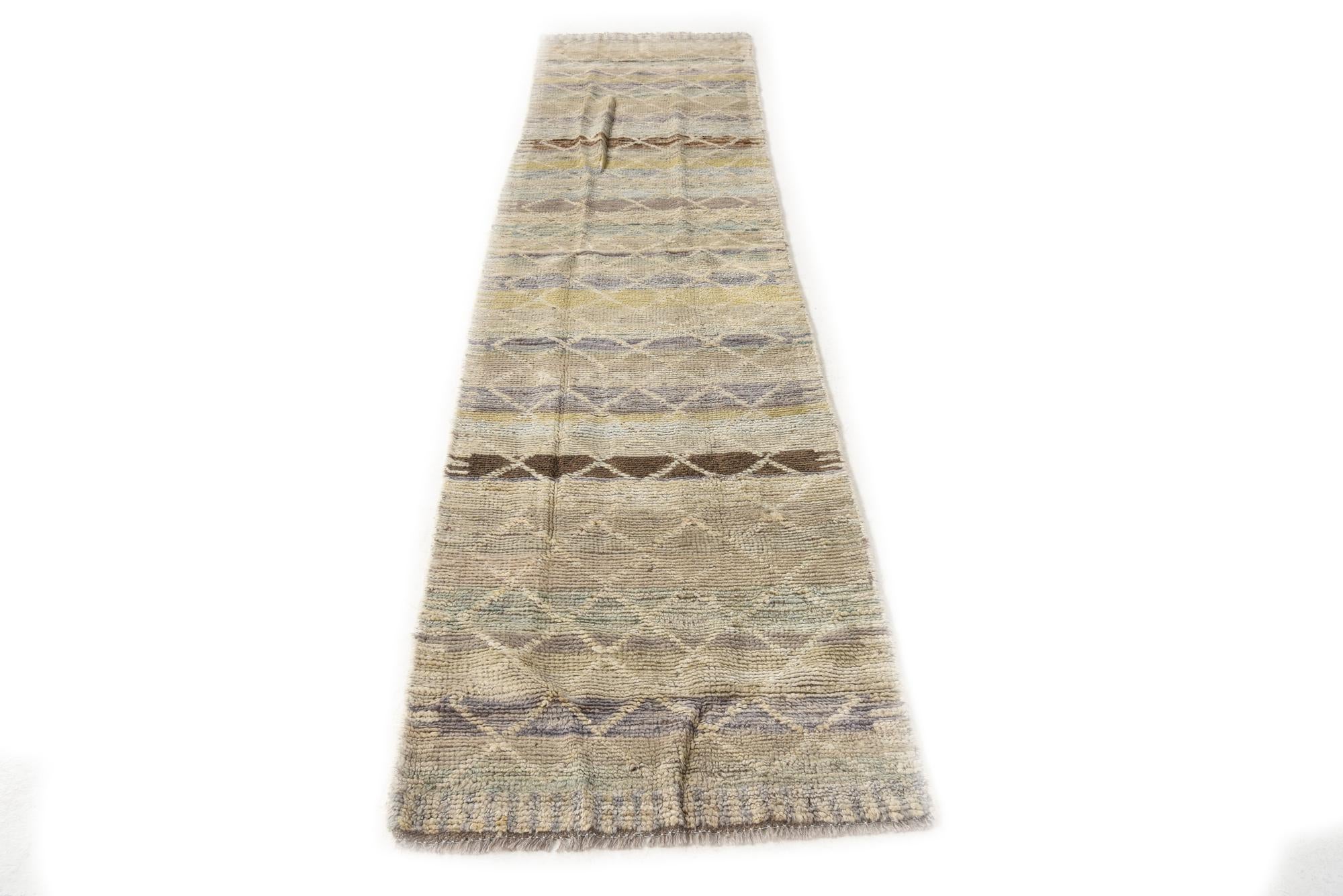 2' 2 x 9' 11 Hand Knotted Moroccan Wool Runner Rug