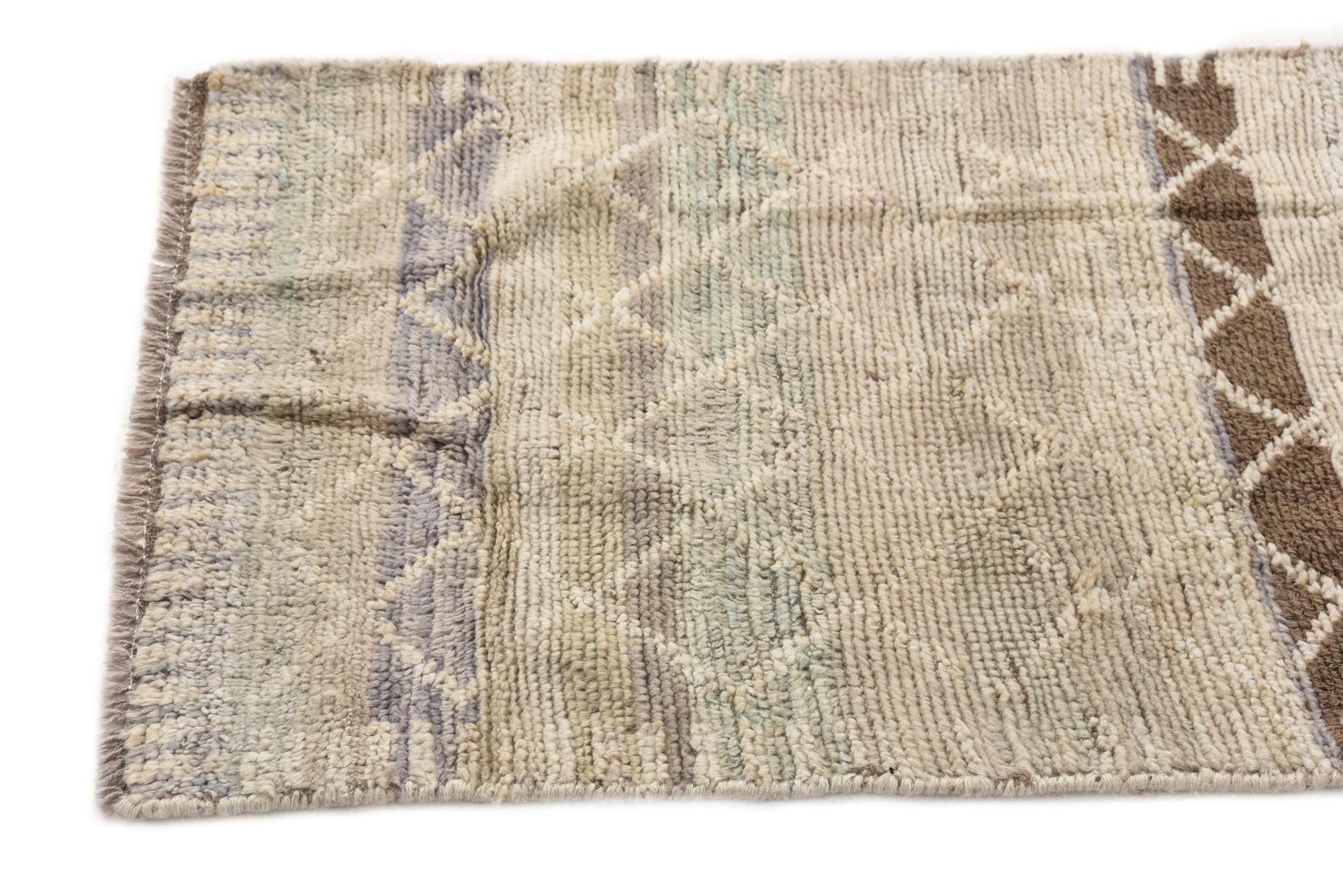 2' 2 x 9' 11 Hand Knotted Moroccan Wool Runner Rug