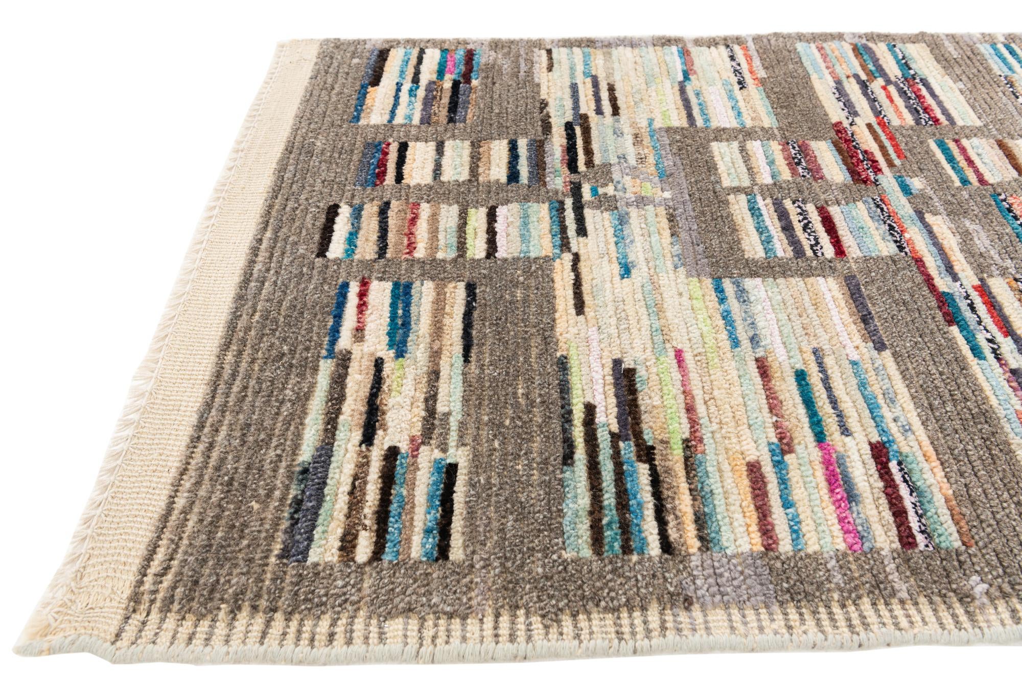3' x 8' Hand Knotted Moroccan Wool Runner Rug