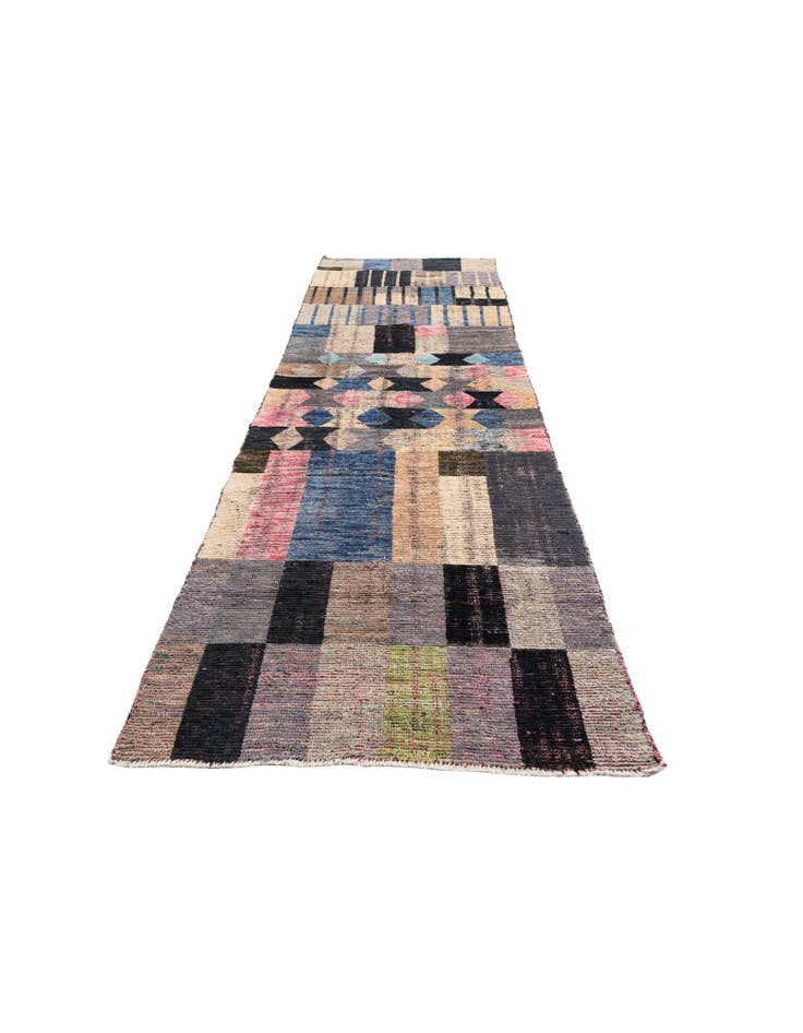 Detail image of 3' 10 x 11' 9 Hand Knotted Moroccan Wool Runner Rug