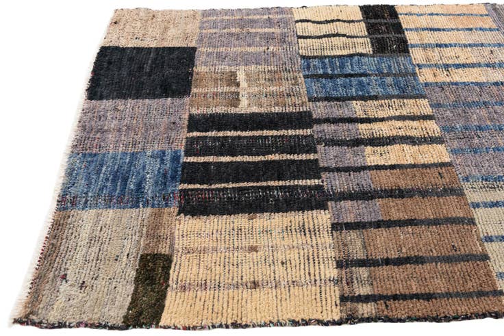 Detail image of 3' 10 x 11' 9 Hand Knotted Moroccan Wool Runner Rug