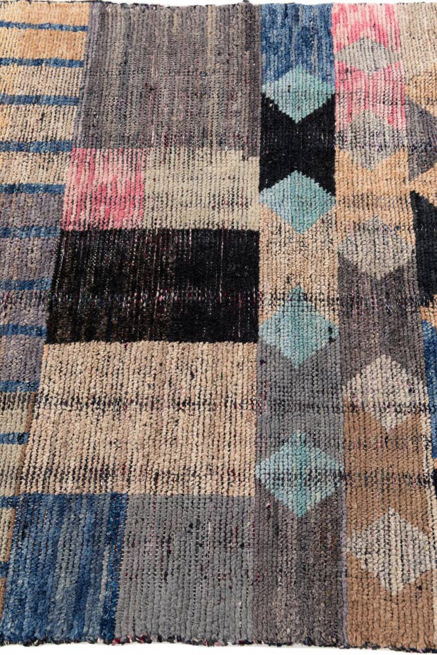 Detail image of 3' 10 x 11' 9 Hand Knotted Moroccan Wool Runner Rug