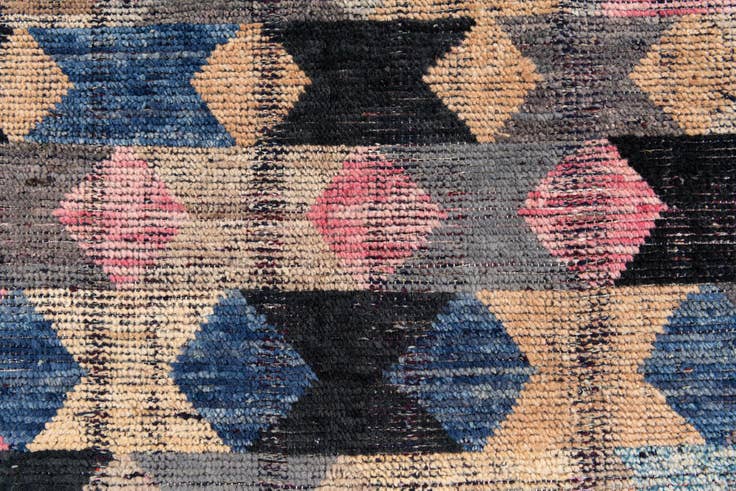 Detail image of 3' 10 x 11' 9 Hand Knotted Moroccan Wool Runner Rug