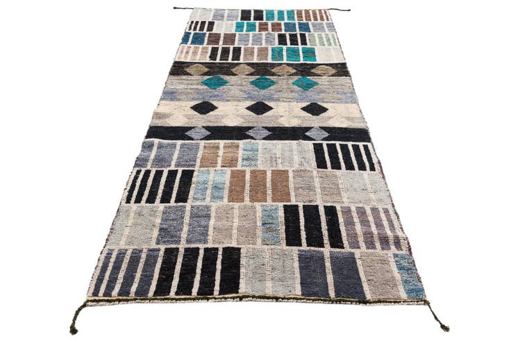 Detail image of 4' 1 x 11' 10 Hand Knotted Moroccan Wool Runner Rug