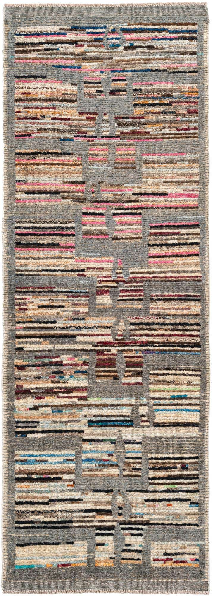 3' x 8' 4 Hand Knotted Moroccan Wool Runner Rug