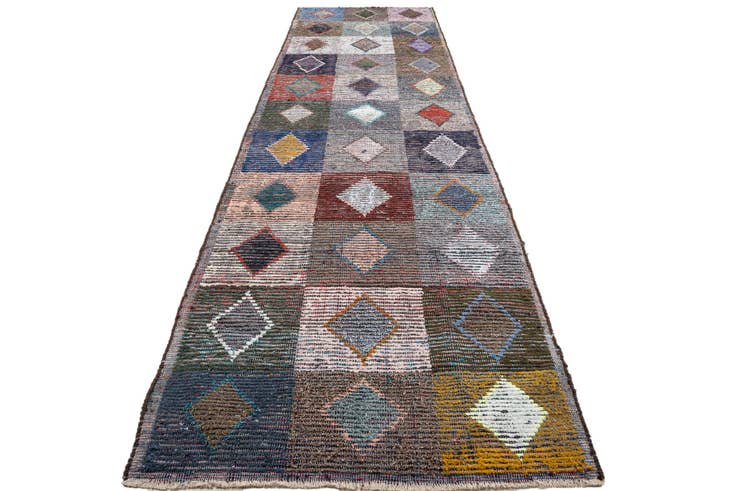 Detail image of 4' 5 x 15' 6 Hand Knotted Moroccan Wool Runner Rug
