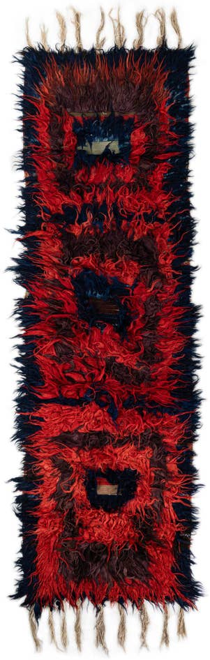 Detail image of 3' 10 x 12' 6 Hand Knotted Moroccan Wool Runner Rug