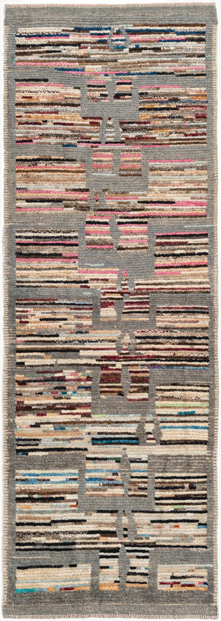 3' x 8' 4  Hand Knotted Moroccan Wool Runner Rug