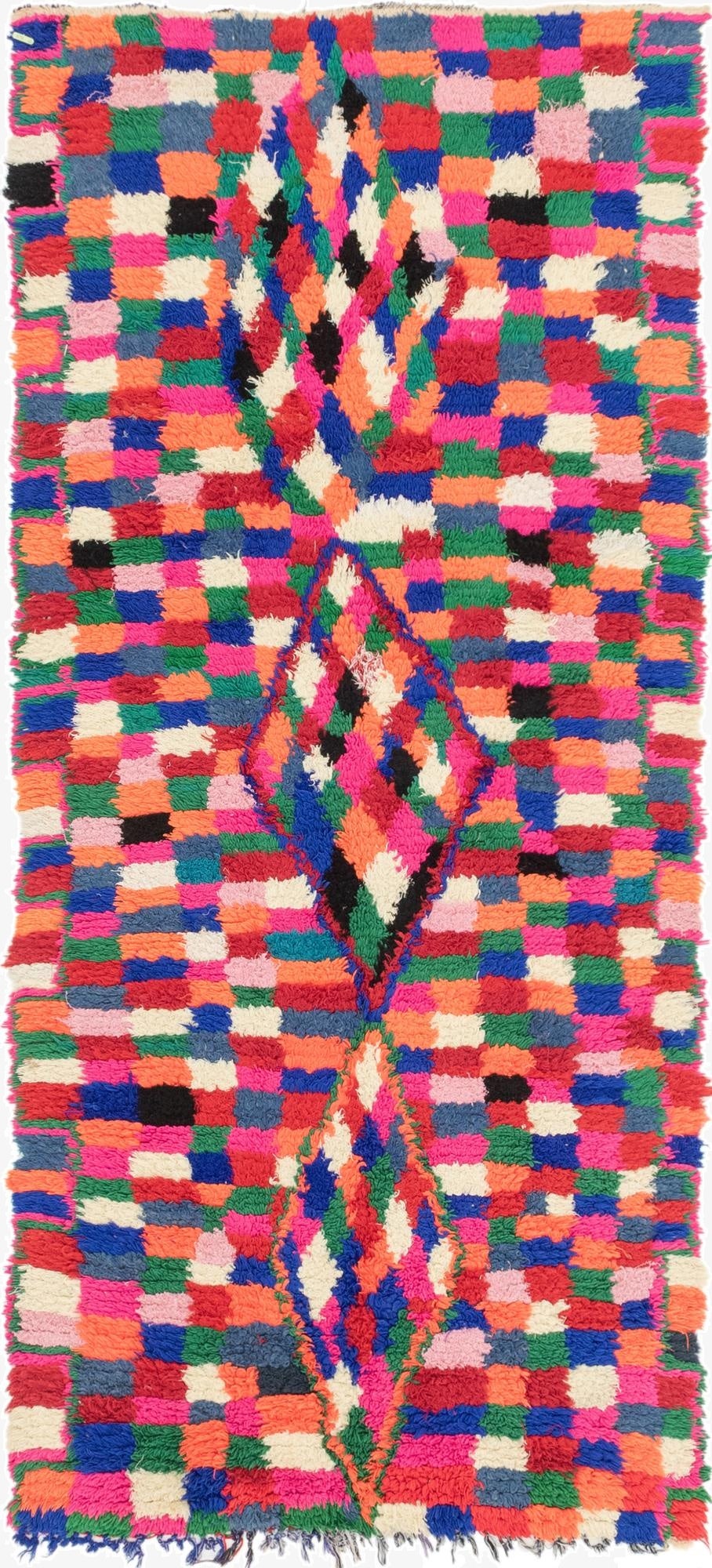 3' 8 x 8'  Hand Knotted Moroccan Wool Runner Rug