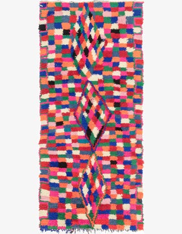 3' 8 x 8' Hand Knotted Moroccan Wool Runner Rug